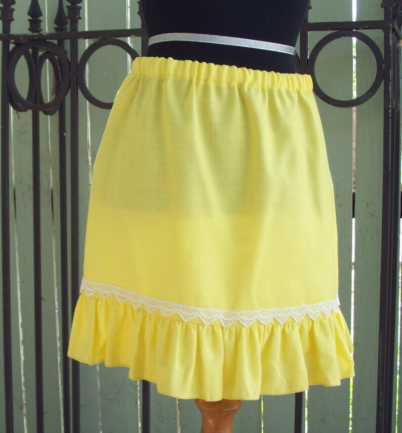 Yellow Ruffle Slim Skirt With Ivory Trim One of a Kind, Ready to Ship