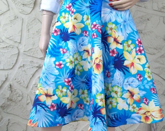 Queen Size Tropical Skirt - Cotton Blend Circle Skirt - Skater Skirt - Twirl Skirt Plus Size BBW - Curvy Girl - Available in Two Colors