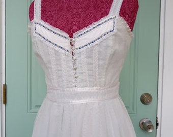 GUNNE SAX by Jessica McClintock Dotted Swiss Maxi Dress Ruffles Lace Size 9 Small Vintage Beautiful Mint & Lace Prairie Wedding Spring 2023