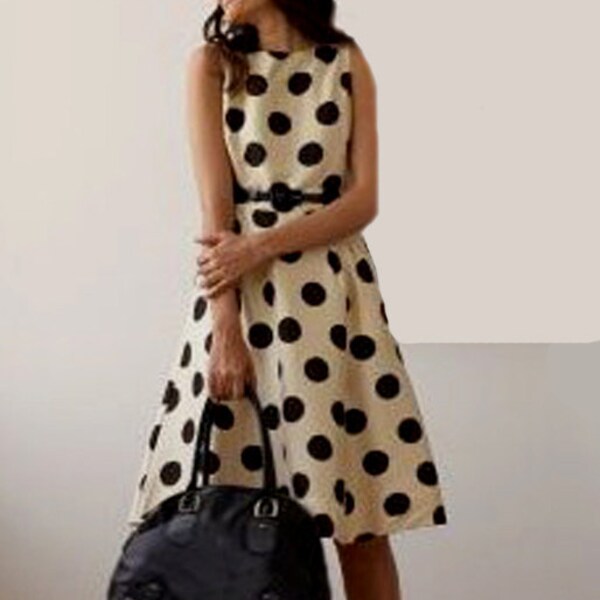 Giant Polka Dot Fitted Dress with A-Line Skirt - Made to Order