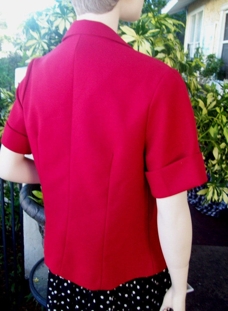Short Sleeve with Cuffs Vintage Bolero Small Medium Vintage Red Jacket Vintage Crop Vintage 70s Red Double Knit Short Jacket