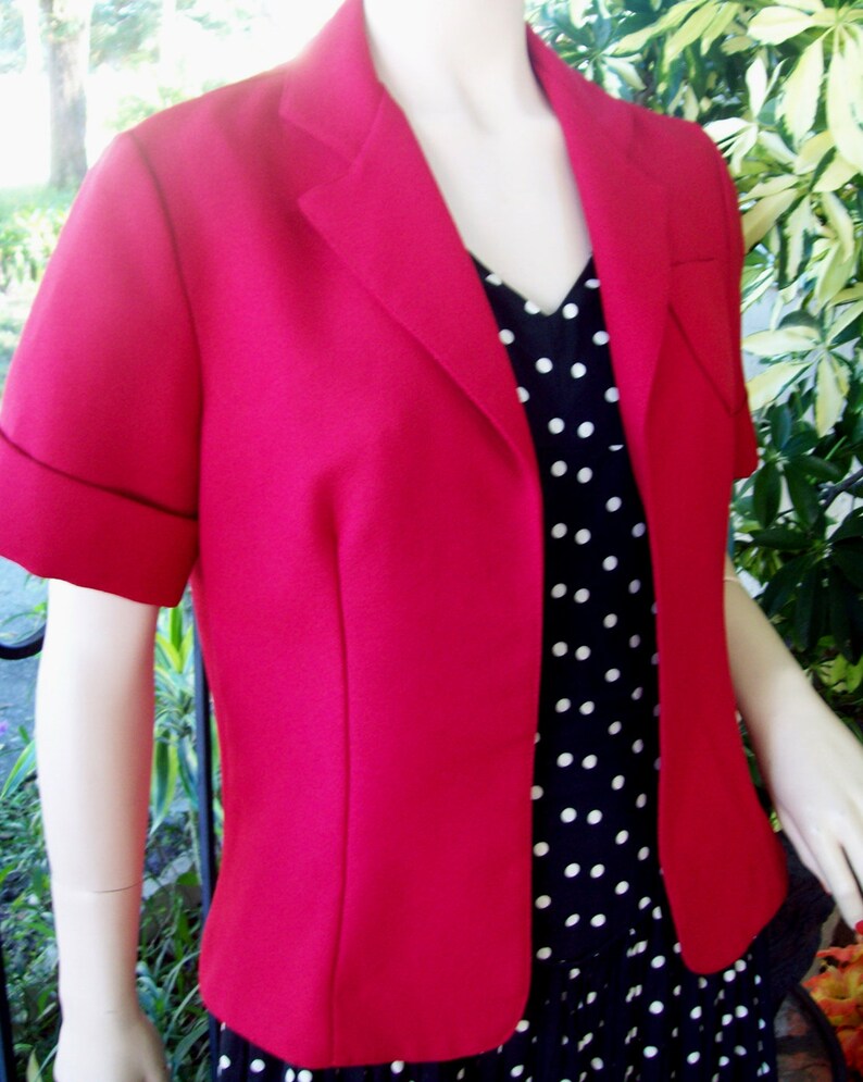 Short Sleeve with Cuffs Vintage Bolero Small Medium Vintage Red Jacket Vintage Crop Vintage 70s Red Double Knit Short Jacket
