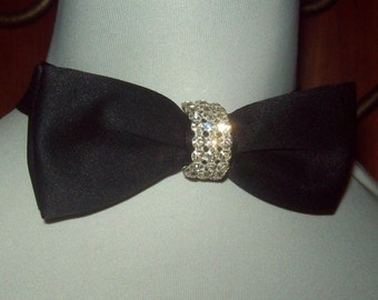 Rhinestone Bow Tie Bling Bow Tie Black tie with Rhinestones  Holiday Bow Tie PROM Black Bow Tie Formal Occasion Wedding Reception Free Ship