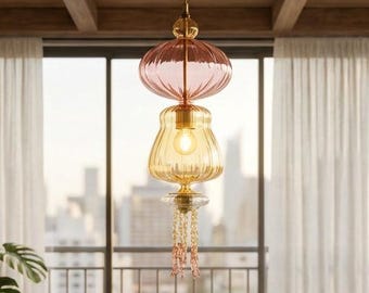 キッチンアイランド用ハンドメイド天井照明器具、ダイニングルーム用モダン吊り下げランプ、手吹きガラスペンダント照明