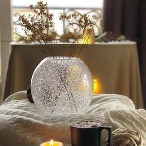 Handblown Glass Vase - Unique Art Glass Home Decor - Blown Glass Flower Vase - Modern Handmade Centerpiece Gift - vase for Candle