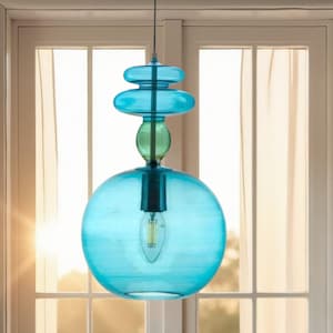 Hand Blown Glass Pendant Light: Modern Kitchen Island Lighting