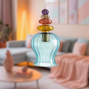 Lámpara colgante de cristal multicolor, iluminación colgante para isla de cocina, luz de techo para sala de estar, lámpara colgante, iluminación hecha a mano, luz