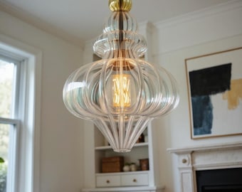 Duża rzeźbiarska lampa wisząca ze szkła, ręcznie dmuchany nowoczesny żyrandol, luksusowa lampa sufitowa, designerskie oświetlenie wyspy kuchennej