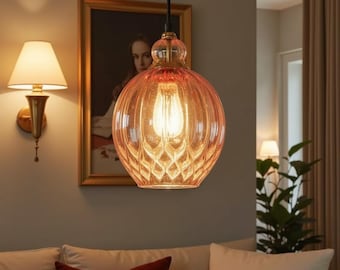 Hand Blown Art Glass Pendant Lighting: Handmade Customizable Modern Ceiling Light Fixture