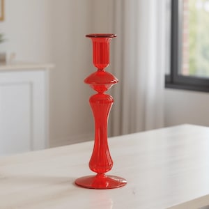 Romantic Candle - Handmade Candle Stick Holder for Wedding gift - Elegant Red Glass Candle Holder - Modern Home Decor & Gift Idea