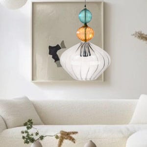 Blown Glass Pendant Light - Kitchen Island Light Fixture - Artisan Blown Glass Ceiling Lamp - Unique Gift For Living Room - Modern Lighting
