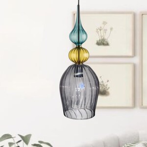Lámpara colgante de vidrio soplado a mano - Lámpara de isla de cocina - Lámpara colgante de globo - Iluminación moderna - Lámpara de techo única - Lámpara de techo