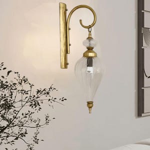 Blown Glass Wall Lamp - sconce Light - Over Mirror Vanity Light Sconce - Bathroom Light Fixture - Bathroom Vanity - Brass Frame