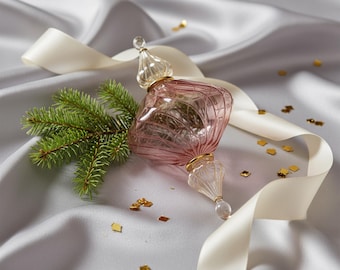 青色の模様入りクリスマスガラスボール、グリッタークリスマス