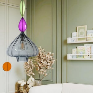 Hand Blown Glass Pendant Light: Modern Kitchen Island Lighting