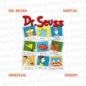 Read Across America Png Svg, Dr Seuss Day Png T-shirt Design, Reading Celebration Clipart, Reading Friends Png, Cartoon Characters Png Svg