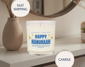 Hanukkah Candle Gift, Hanukkah Menorah Candle, Happy Hanukkah Jewish Gifts, Natural Soy Wax Candle, Jewish Holiday Gift, Hannukah Decor Gift
