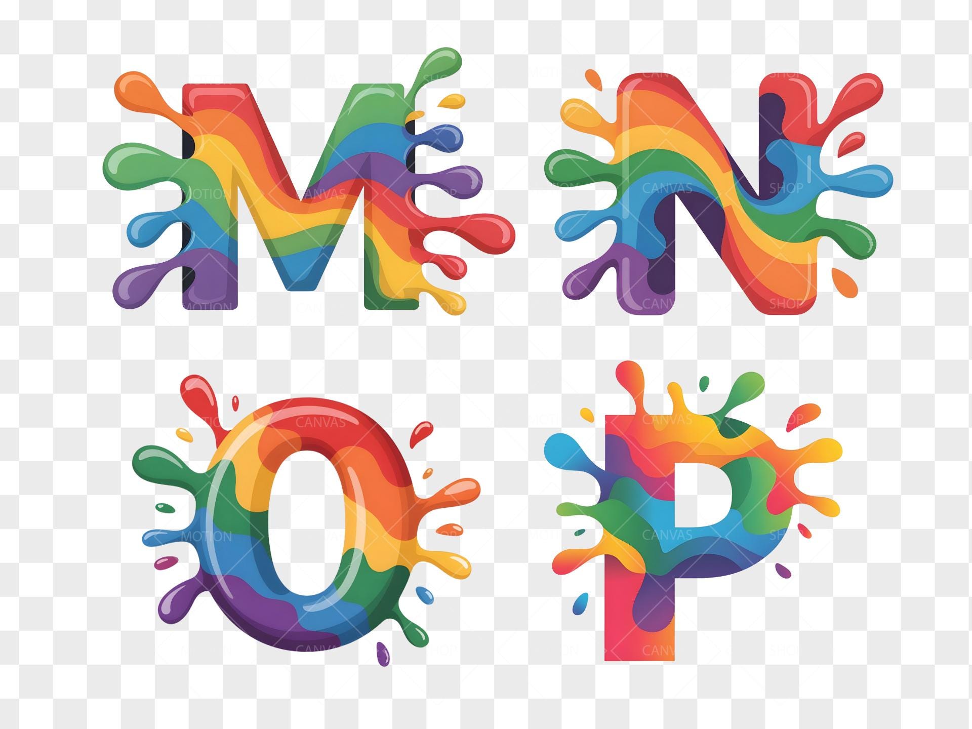 Rainbow Splash Alphabet PNG, Colourful Paint Splash Letters ...