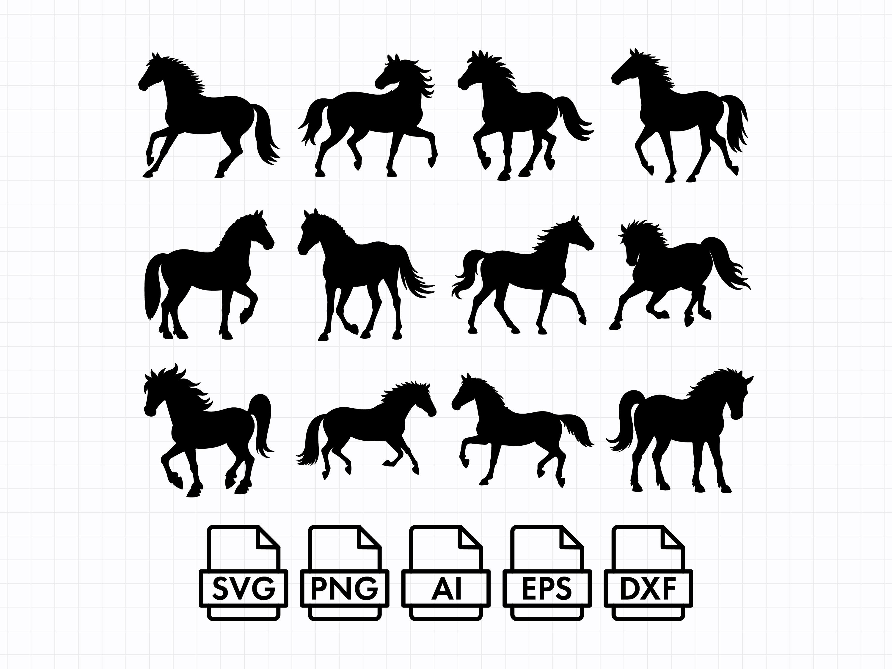 馬のシルエットデザイン：走る＆立つクリップアート（デジタルダウンロード） - Etsy 日本, image size:3000x2250