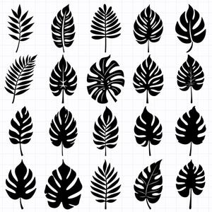 Paquete de más de 100 siluetas de hojas tropicales: imágenes prediseñadas de la selva (descarga digital SVG, PNG y AI)