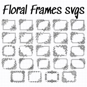 Floral Frame Clipart Set: Elegant Line Art Borders (SVG, PNG, AI)