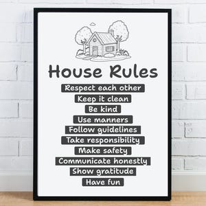 House Rules Printable Wall Art - Family Values Digital Download SVG PDF Digital Print