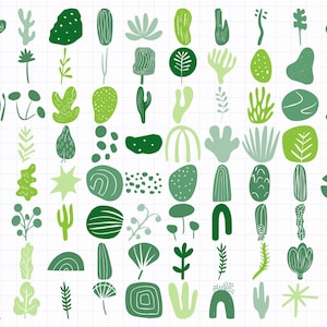 Conjunto de formas orgánicas verdes: Elementos de diseño abstracto (descarga digital PNG SVG AI, uso comercial)