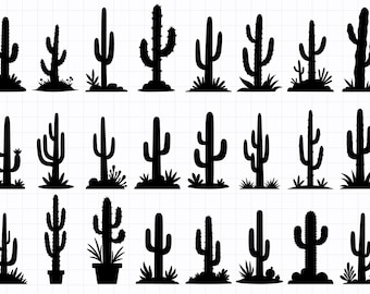 Cactus Silhouette Designs: Desert Plant Clipart (Digital Download)