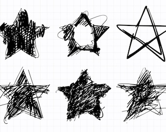 Handgezeichneter Stern SVG Bundle: Skizze Gekritzel Designelemente (Digitale Dateien)