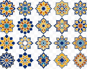 イスラムの幾何学模様テンプレート、モロッコ風デザイン（デジタル
