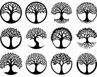 Tree of Life Silhouette Bundle: Nature Clipart, SVG, PNG, AI (Digital Download)