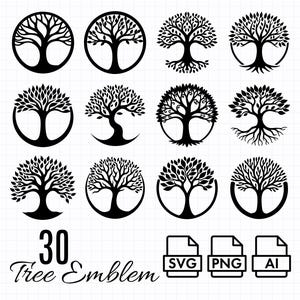 Tree of Life Silhouette Bundle | Nature Clipart | Family Tree SVG | AI, PNG & Vector Files | Cricut Laser Cut Digital Download