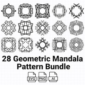 Hand Drawn Mandala SVG Bundle: Geometric Patterns for Cricut (Digital Download