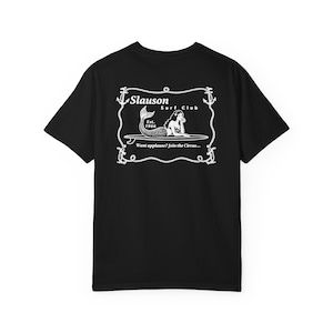 Slauson Surf Club Mermaid on Surfboard T-shirt | Vintage Surf Logo
