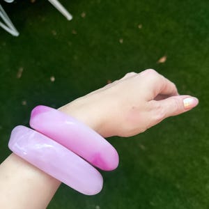 Dinosaur Handmade Chunky Resin Bangles in Barbie Pink, Light Pink, Clear Purple or Sand Beige image 14