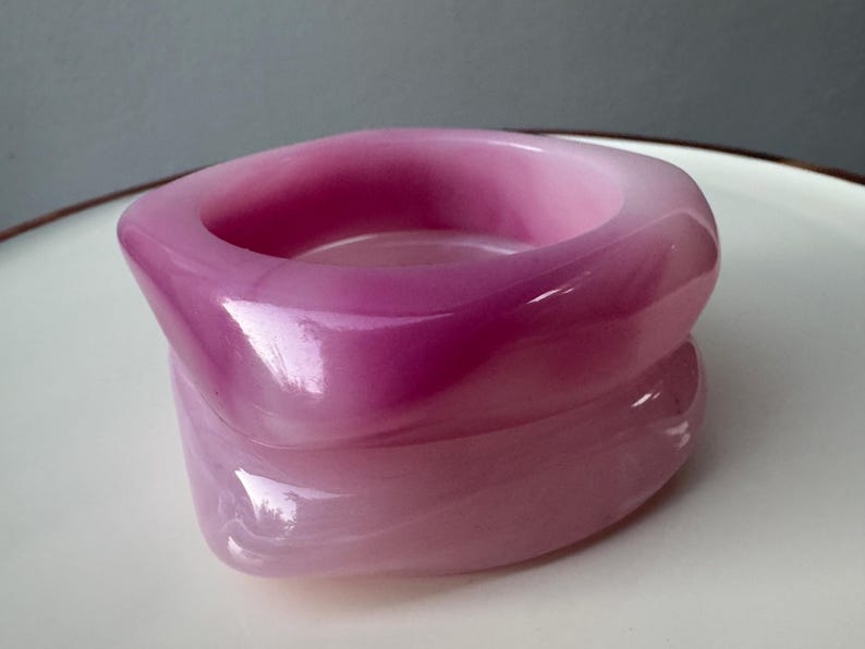 Dinosaur Handmade Chunky Resin Bangles in Barbie Pink, Light Pink, Clear Purple or Sand Beige Pink