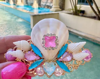Mermaid Shell Hair Clip | Seashell Hair Barrette | Coastal Bridal Hair Accessory | Ocean Inspired Statement Hair Piece