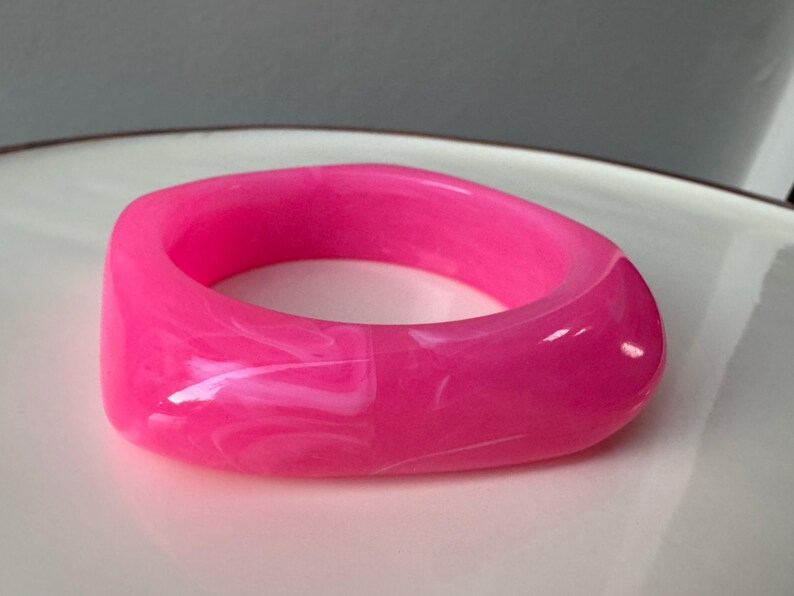 Dinosaur Handmade Chunky Resin Bangles in Barbie Pink, Light Pink, Clear Purple or Sand Beige barbie pink