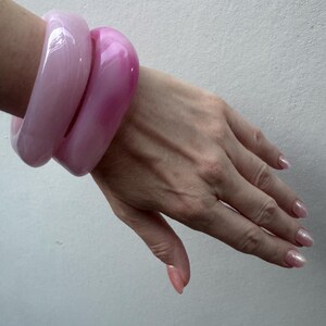 Dinosaur Handmade Chunky Resin Bangles in Barbie Pink, Light Pink, Clear Purple or Sand Beige image 10