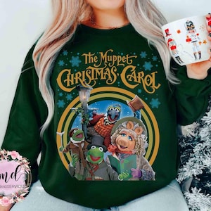 Retro 90s The Muppet Christmas Carol Characters Group T-shirt, Magic Kingdom Gift, Kermit the Frog Gonzo Miss Piggy Xmas Movie Vintage Tee