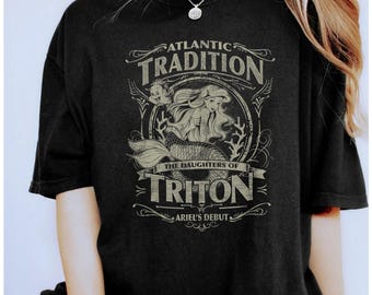 Camiseta retro de Disney de los años 90 con póster de La Sirenita, Hijas de Tritón, unisex, ideal como regalo de cumpleaños familiar, para adultos y niños pequeños.