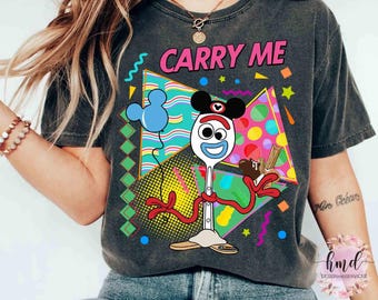 Funny Forky Carry Me Mickey Balloon Retro 90s T-Shirt, WDW Magic Kingdom Family Holiday Trip Gift, Disney Toy Story Vacay Mode Matching Tee