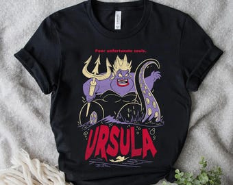 Retro 90s Disney The Little Mermaid Villains Ursula Potrait Graphic Shirt, Unisex T-shirt Family Birthday Gift Adult Kid Toddler Tee
