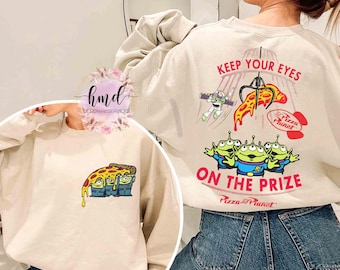 Camiseta de dos caras de Toy Story, Buzz Lightyear, Aliens, Pizza Planet, viaje familiar a Disneyland, camiseta de Disney Toy Story Land, fiesta de Pixar Pals Playtime