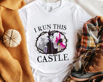 Disney Villains Sleeping Beauty Maleficent Runs This Castle Shirt, Unisex T-shirt Family Birthday Gift Adult Kid Toddler Comfort Colors Tee