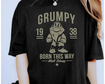 Retro Vintage Disney Snow White Grumpy Born This Way 1938 Shirt, Unisex T-shirt Family Birthday Gift Adult Kid Toddler Comfort Colors Tee