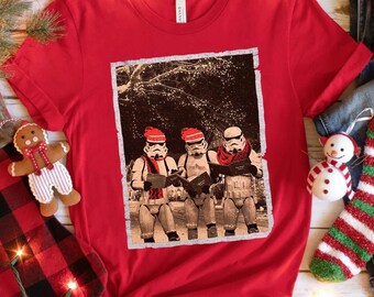 Vintage Funny Santa Stormtroopers Christmas Photos T-shirt, Funny Star Wars Xmas Sweatshirt, Disney Disneyland Vacation Party Family Gift