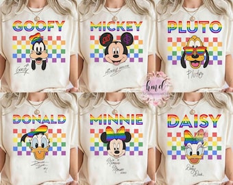 Retro Mickey and Friends Rainbow T-shirt, Disney LGBT Rainbow Pride Month 2025 Tee, Gay Lesbian Support Gifts, Disneyland Trip, Human Rights