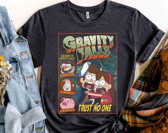 Disney Gravity Falls Trust No One Scared Dipper & Mabel Shirt, Magic Kingdom Holiday Unisex T-shirt Family Birthday Gift Kid Toddler Tee