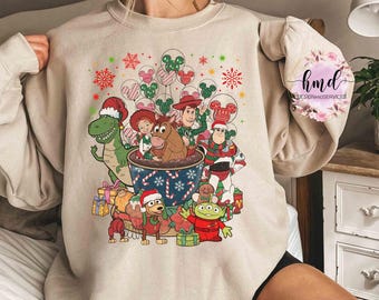 Camiseta navideña con disfraz de Mickey y globo de Toy Story, camiseta navideña de Disney Buzz Woody Rex Alien, regalo de fiesta muy feliz de Mickey
